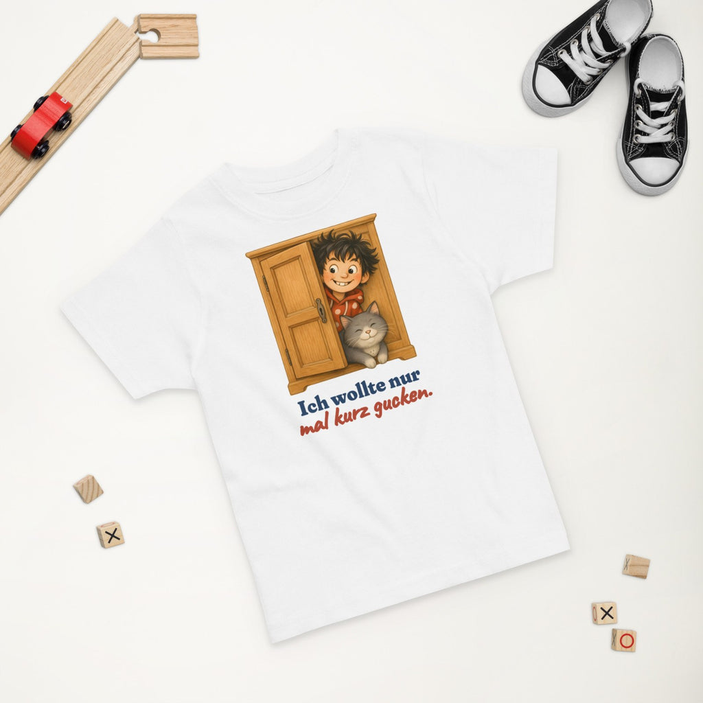 Ich wollte nur mal kurz gucken. — Kleinkind-Shirt – Produktfoto