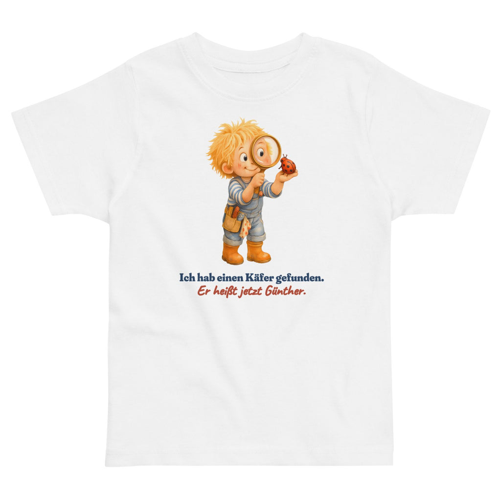 Ich hab einen Käfer gefunden. Er heißt jetzt Günther. — Kleinkind-Shirt – Produktfoto