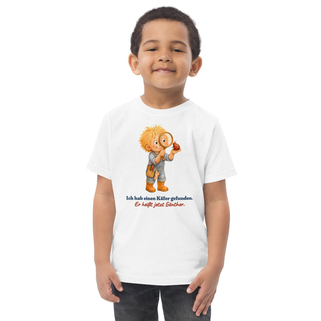 Ich hab einen Käfer gefunden. Er heißt jetzt Günther. — Kleinkind-Shirt – Produktfoto