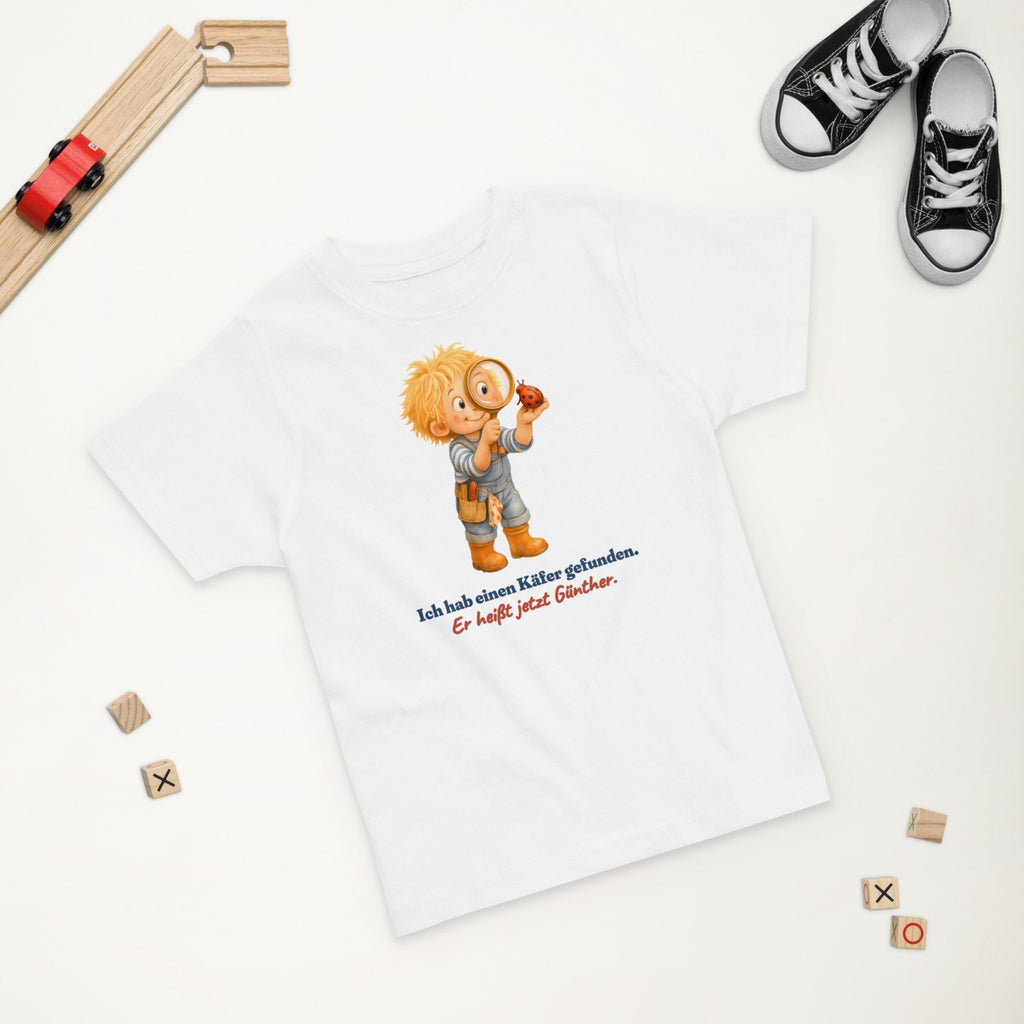 Ich hab einen Käfer gefunden. Er heißt jetzt Günther. — Kleinkind-Shirt – Produktfoto