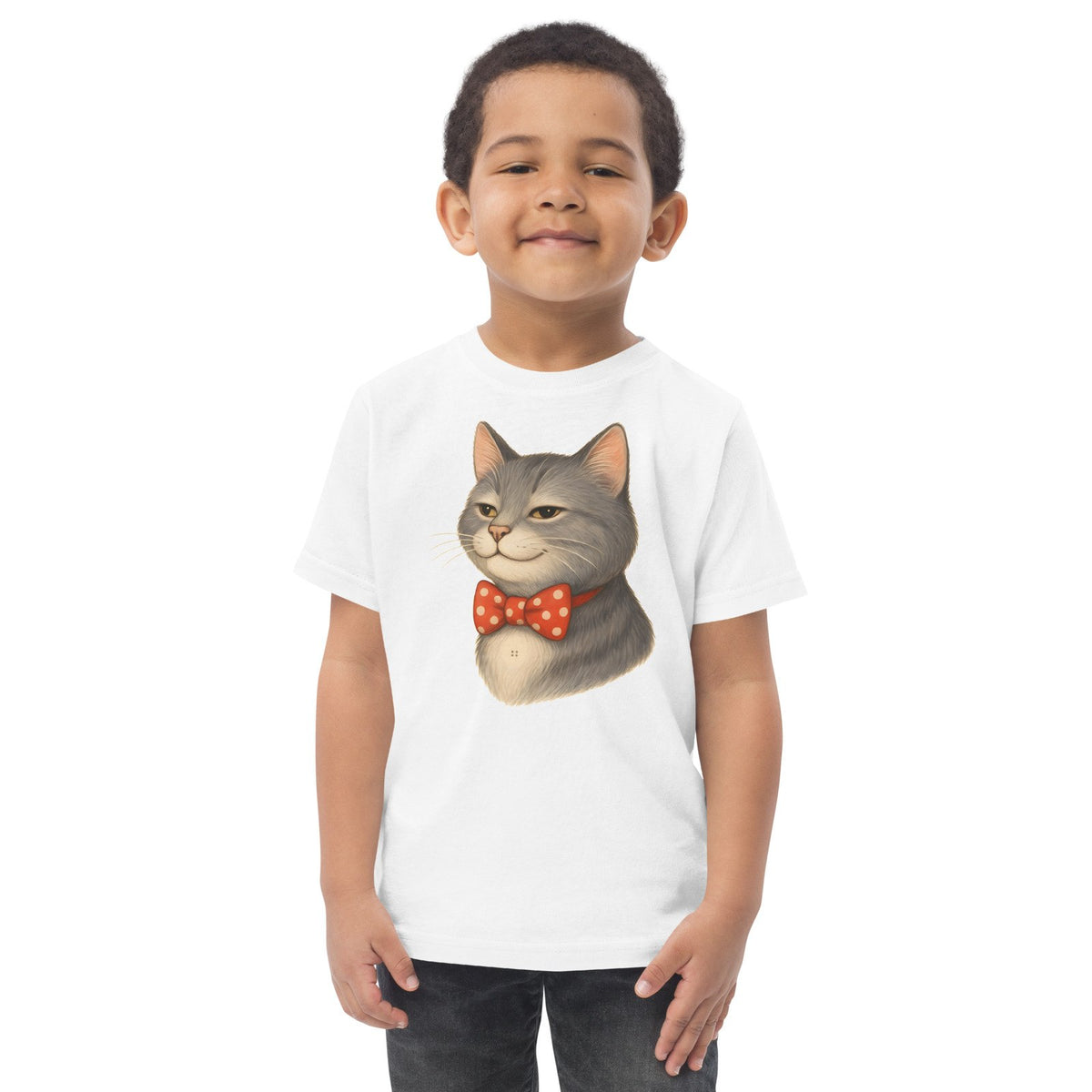 Kater Knopf mit Fliege — Kleinkind-Shirt – Produktfoto