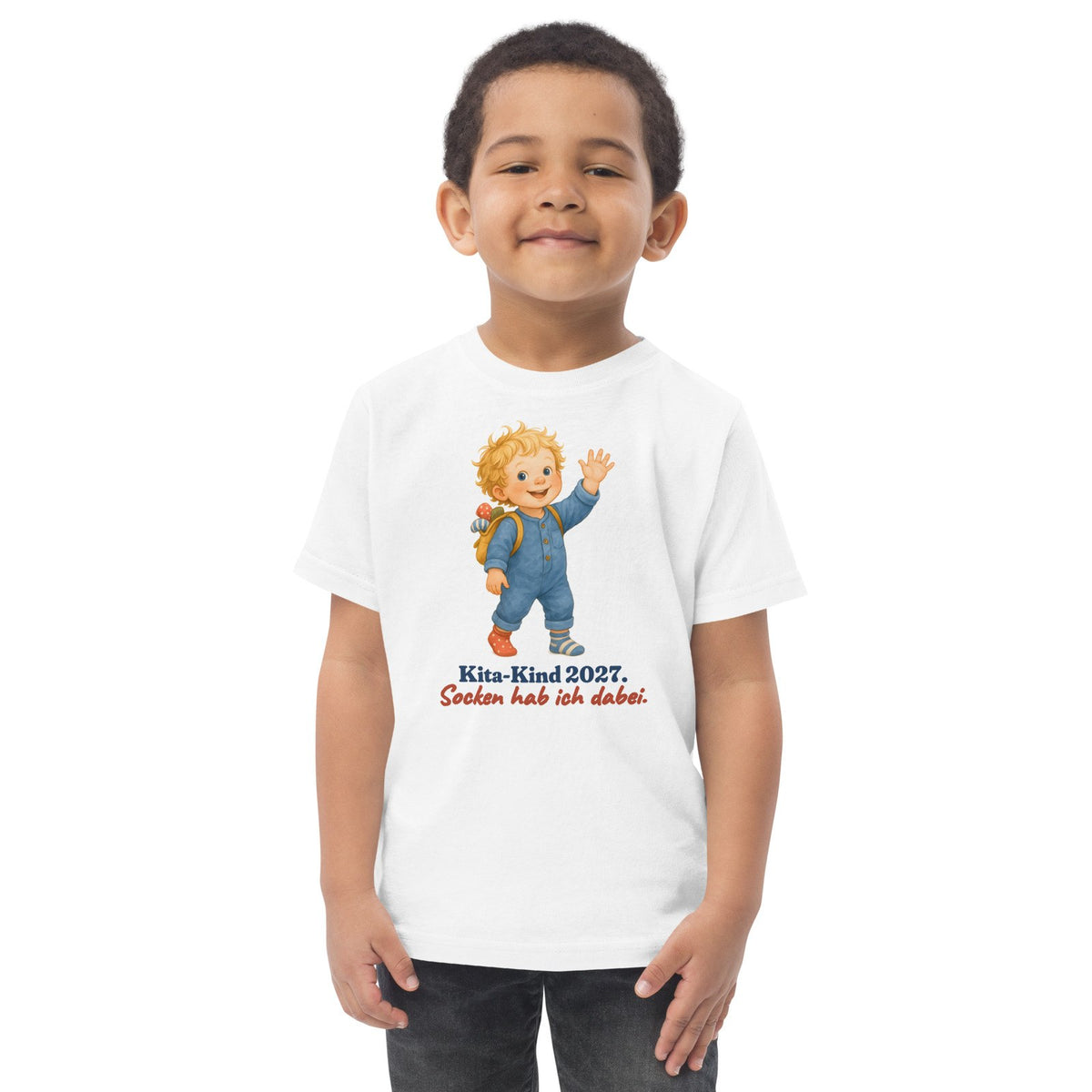 Kita-Kind 2027. Socken hab ich dabei. — Kleinkind-Shirt – Produktfoto