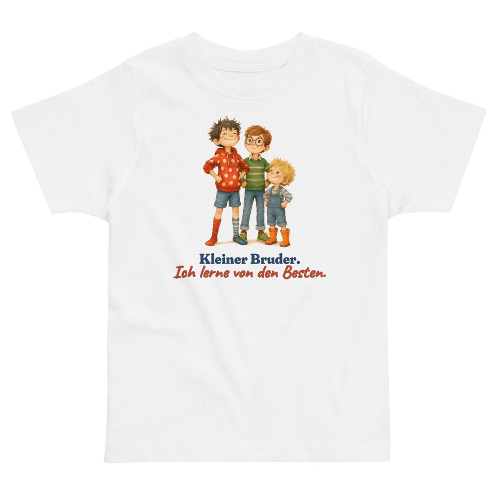 Kleiner Bruder. Ich lerne von den Besten. — Kleinkind-Shirt – Produktfoto