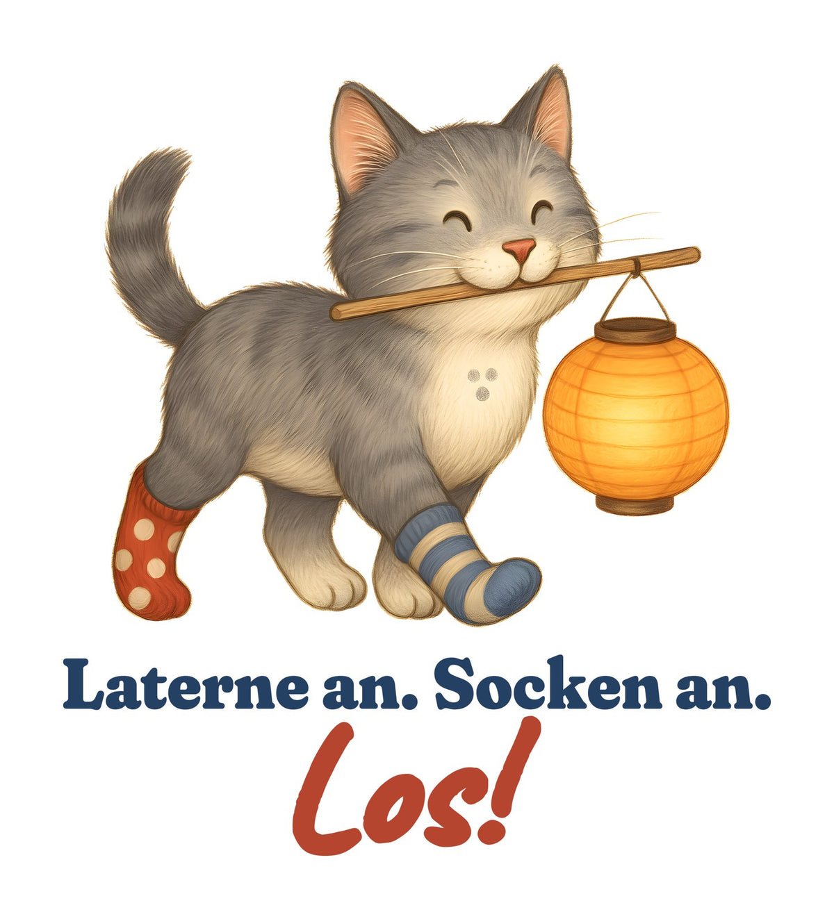 Laterne an. Socken an. Los! — Kleinkind-Shirt – Motiv