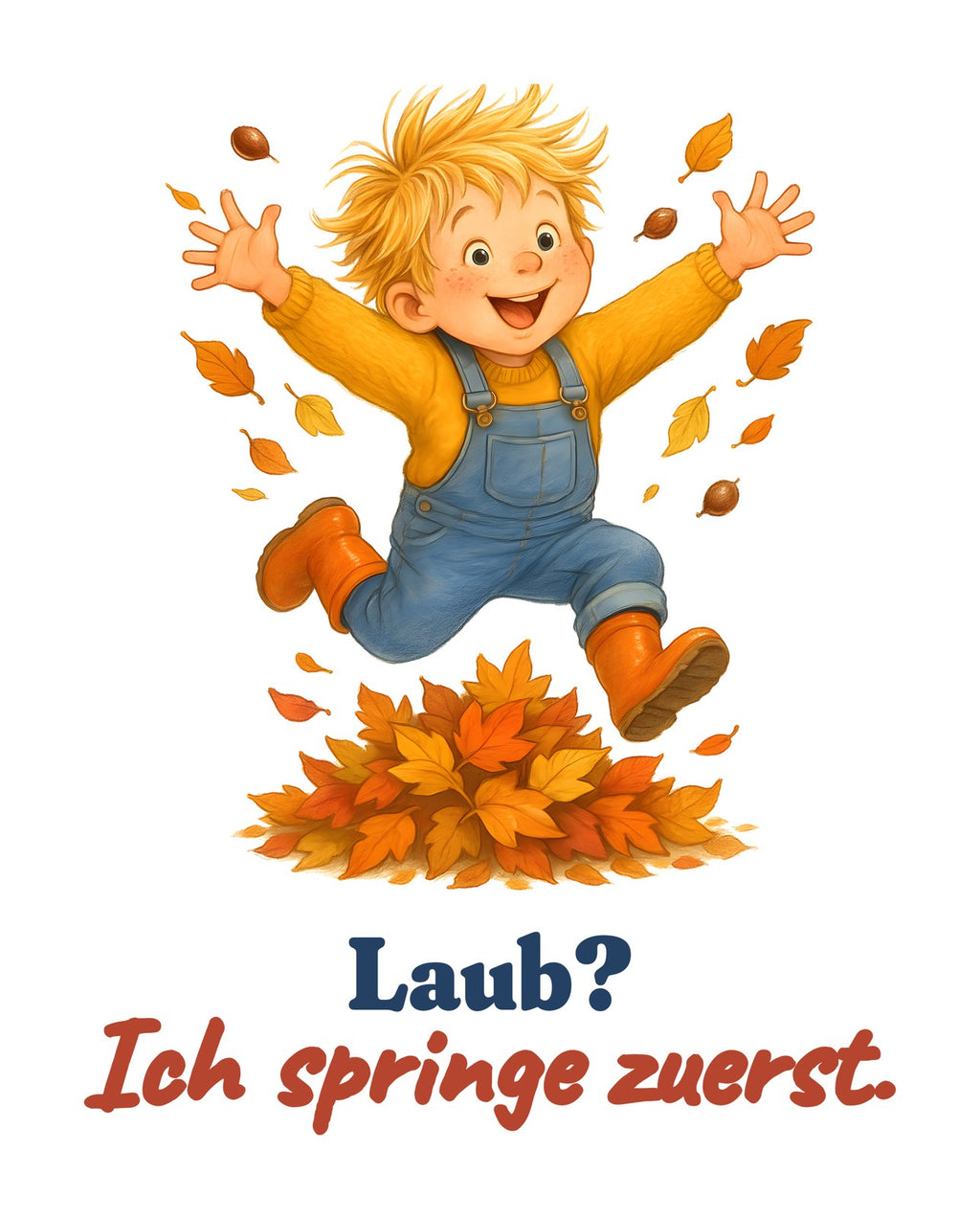 Laub? Ich springe zuerst. — Kleinkind-Shirt – Motiv