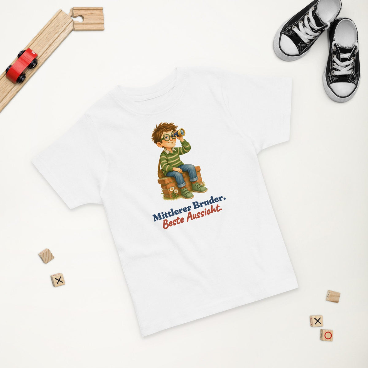 Mittlerer Bruder. Beste Aussicht. — Kleinkind-Shirt – Produktfoto