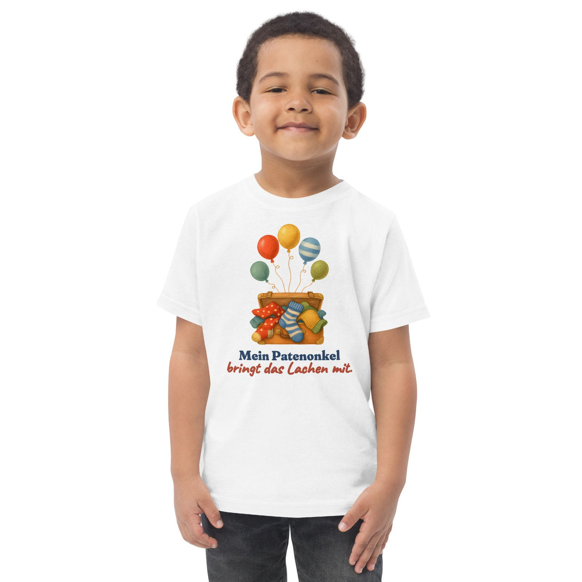 Mein Patenonkel bringt das Lachen mit. — Kleinkind-Shirt – Produktfoto