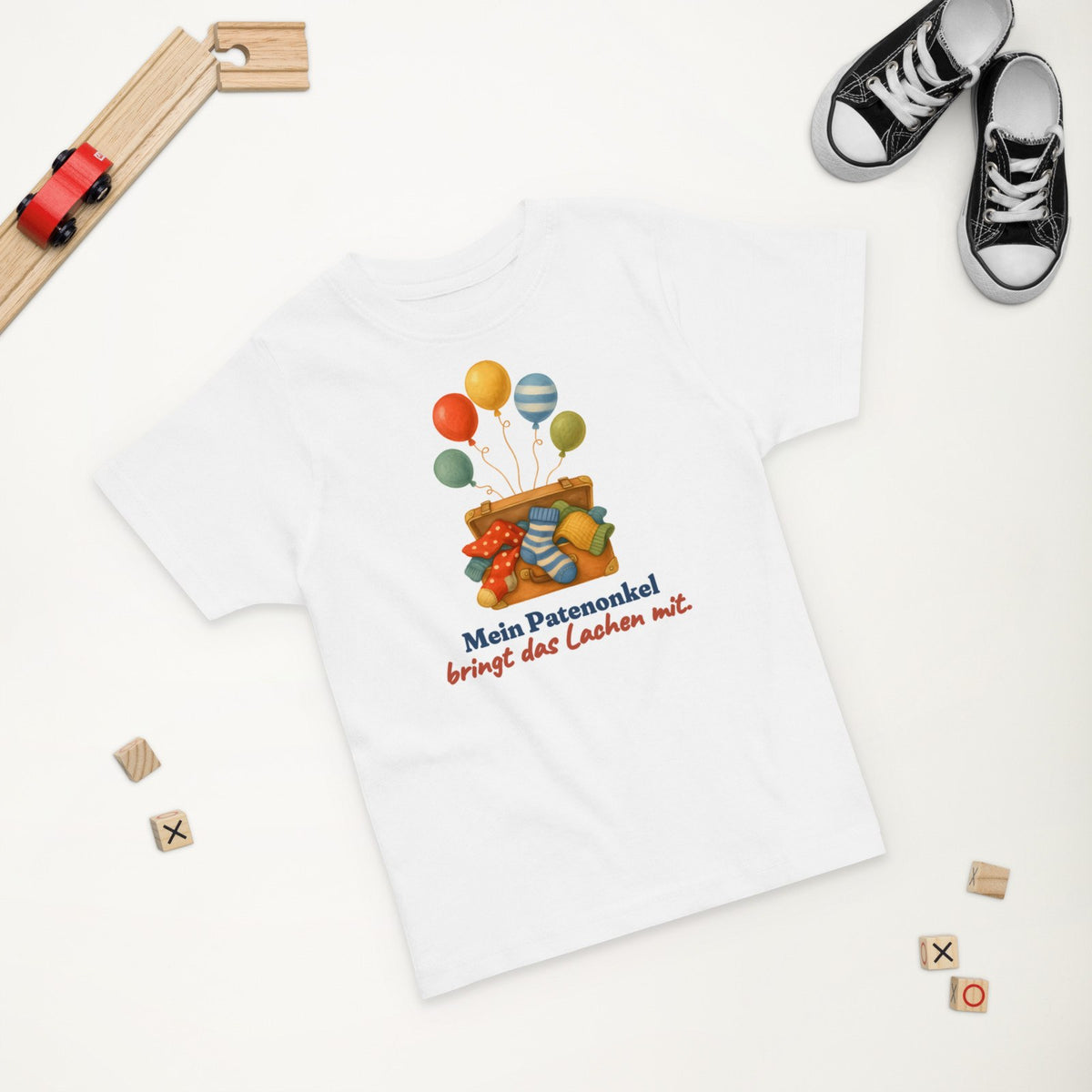 Mein Patenonkel bringt das Lachen mit. — Kleinkind-Shirt – Produktfoto