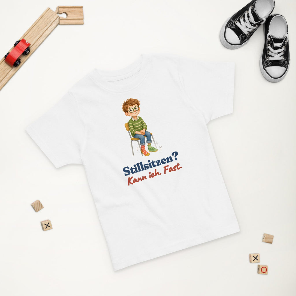 Stillsitzen? Kann ich. Fast. — Kleinkind-Shirt – Produktfoto