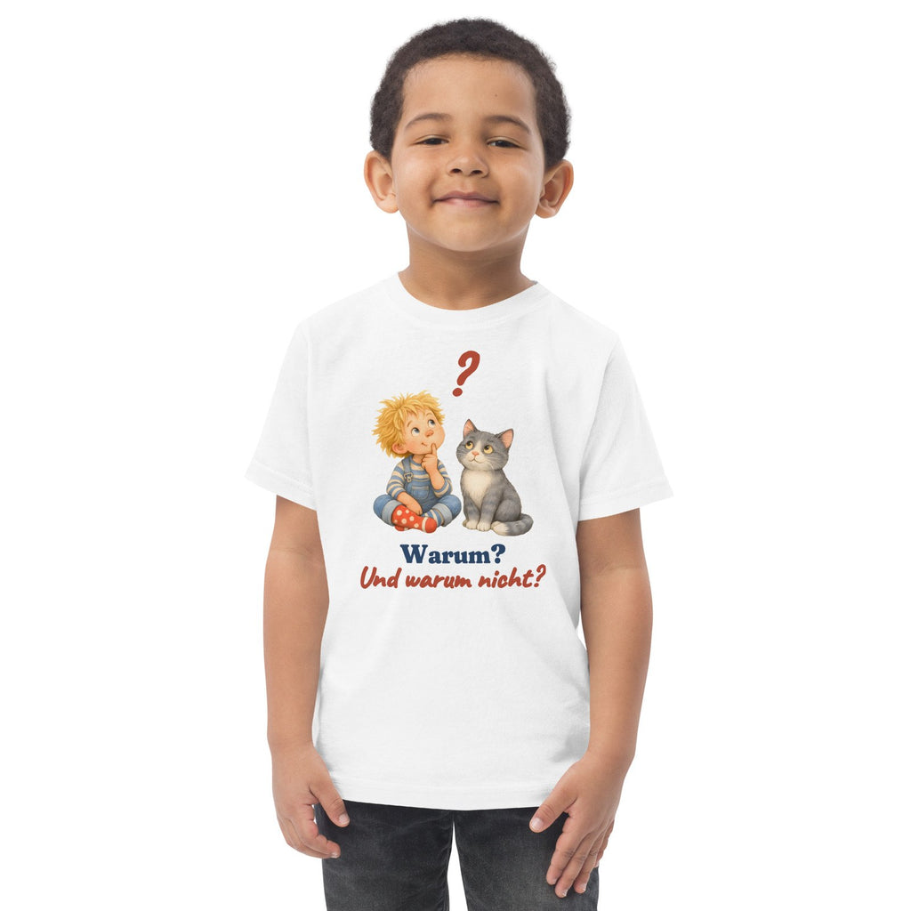 Warum? Und warum nicht? — Kleinkind-Shirt – Produktfoto