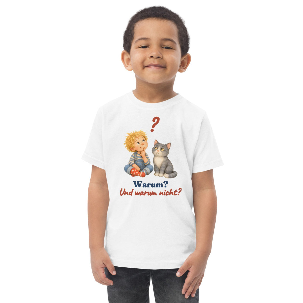 Warum? Und warum nicht? — Kleinkind-Shirt – Produktfoto