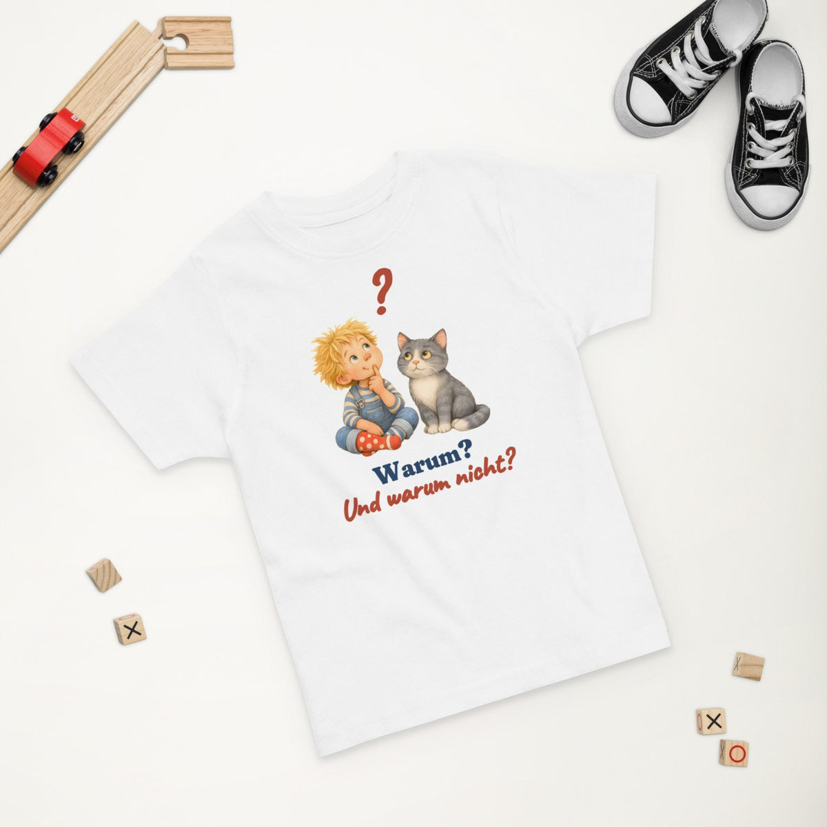 Warum? Und warum nicht? — Kleinkind-Shirt – Produktfoto