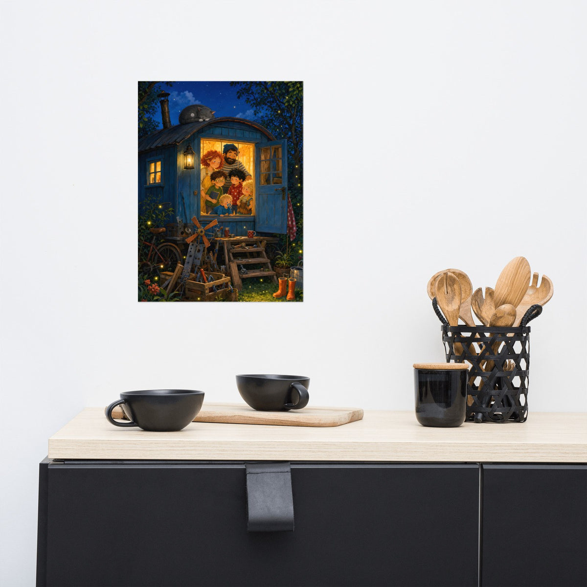 Der blaue Bauwagen – Poster an der Wand
