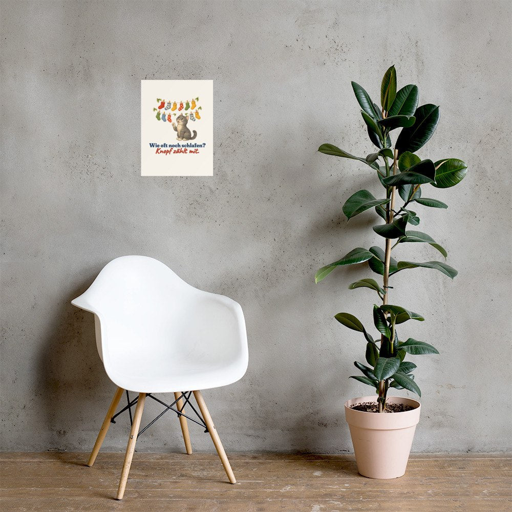 Wie oft noch schlafen? Knopf zählt mit. — Poster – Produktfoto