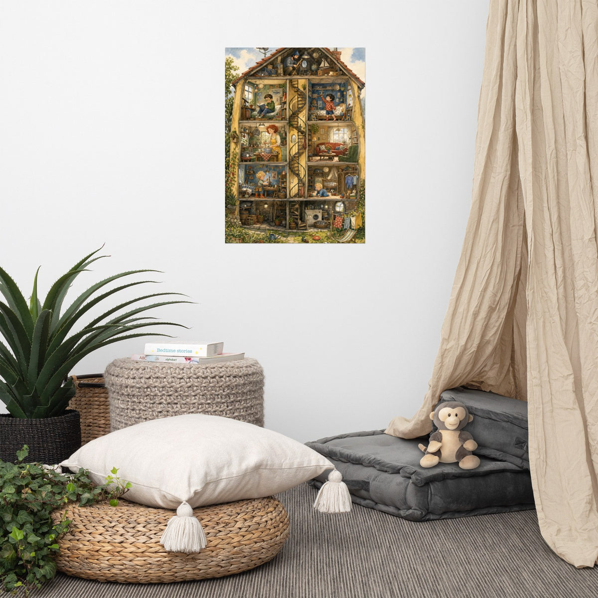 Wo ist Knopf? – Poster an der Wand