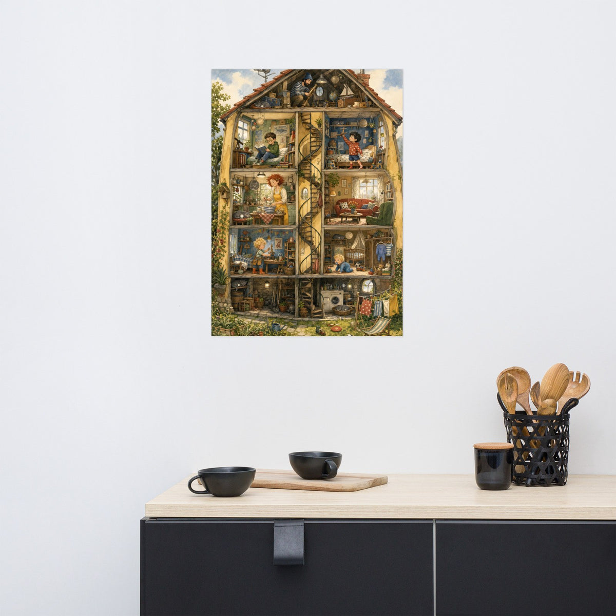 Wo ist Knopf? – Poster an der Wand