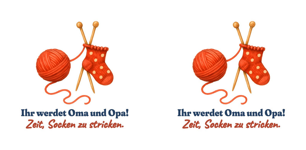 Ihr werdet Oma und Opa! Zeit, Socken zu stricken. — Tasse – Motiv
