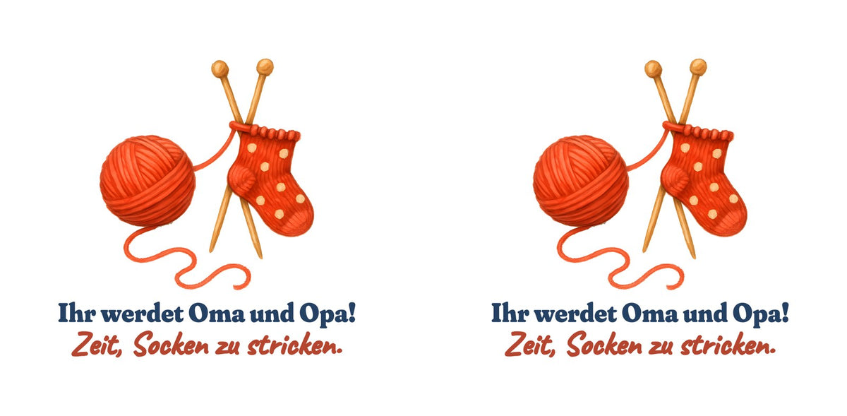 Ihr werdet Oma und Opa! Zeit, Socken zu stricken. — Tasse – Motiv