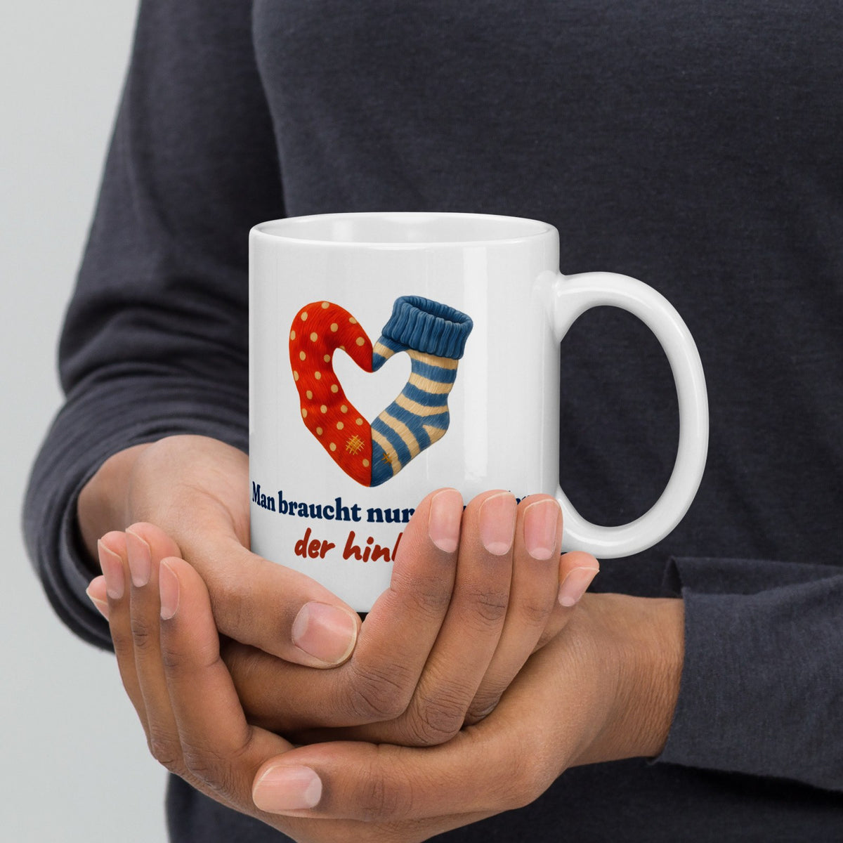 Man braucht nur jemanden, der hinhört. — Tasse – Produktfoto
