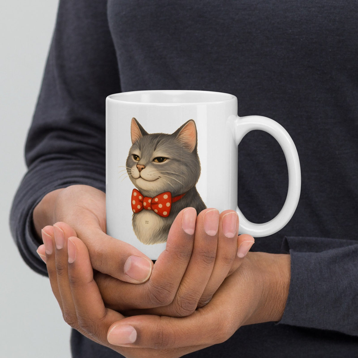 Kater Knopf mit Fliege — Tasse – Produktfoto
