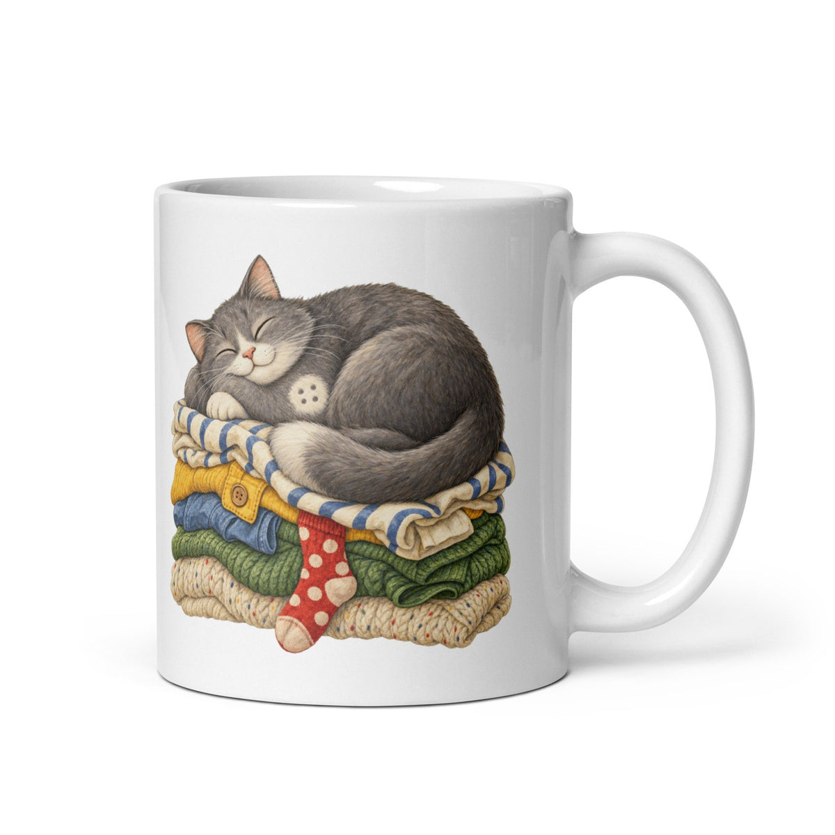 Kater Knopf – weiße Keramiktasse