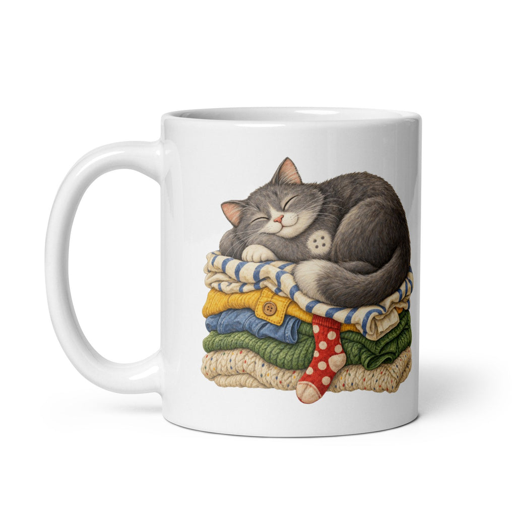 Kater Knopf – weiße Keramiktasse