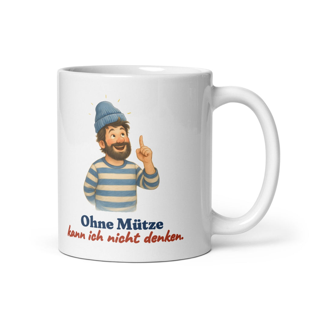 Ohne Mütze kann ich nicht denken. — Tasse – Produktfoto