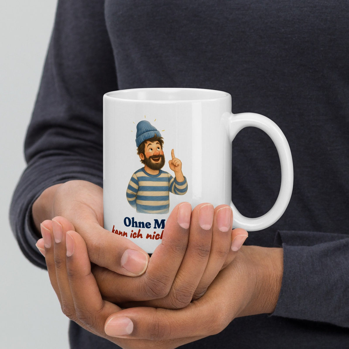 Ohne Mütze kann ich nicht denken. — Tasse – Produktfoto
