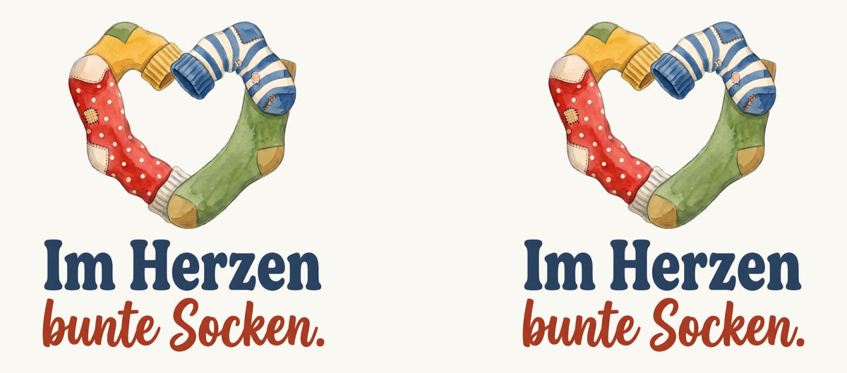 Im Herzen bunte Socken. — Tasse – Motiv