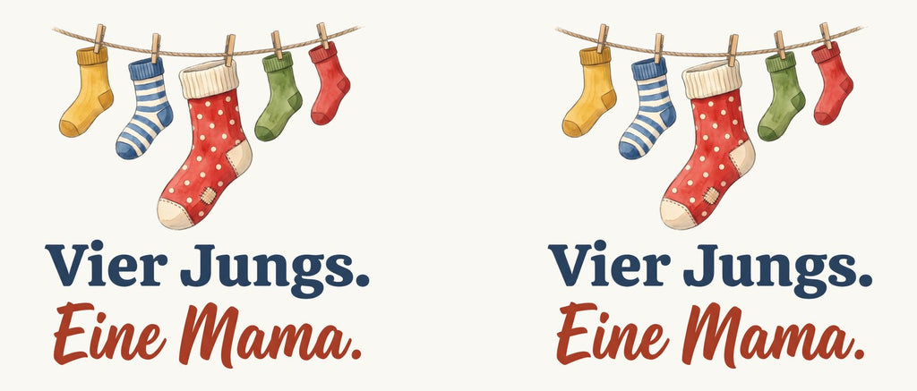 Vier Jungs. Eine Mama. — Tasse – Motiv
